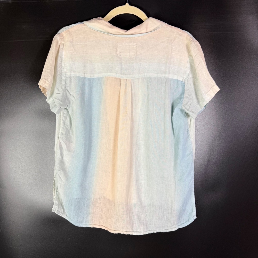 Rails Kona Top Ombre Linen Blend Shirt Short Sleeve Button‎ Up Pastel XS - Picture 6 of 8